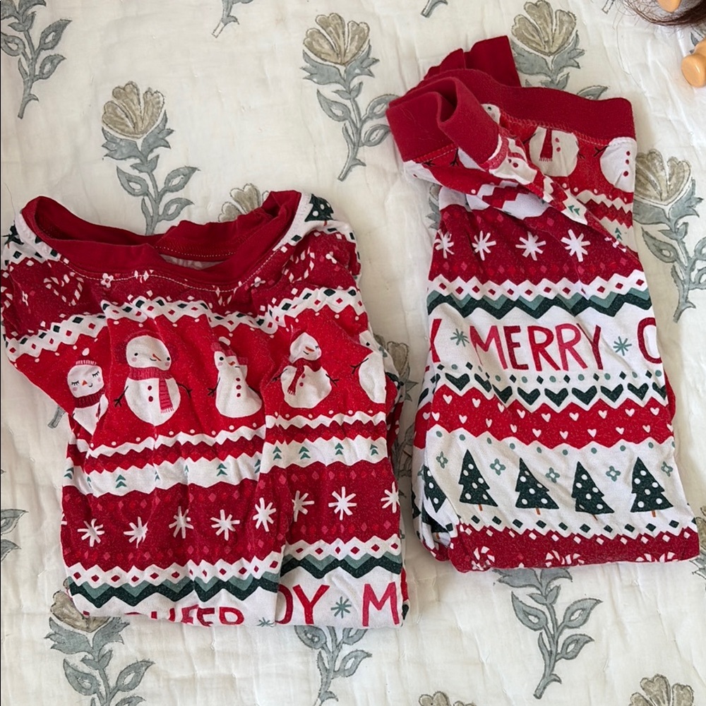 Little Sleepies Red Snowman Pajama Set